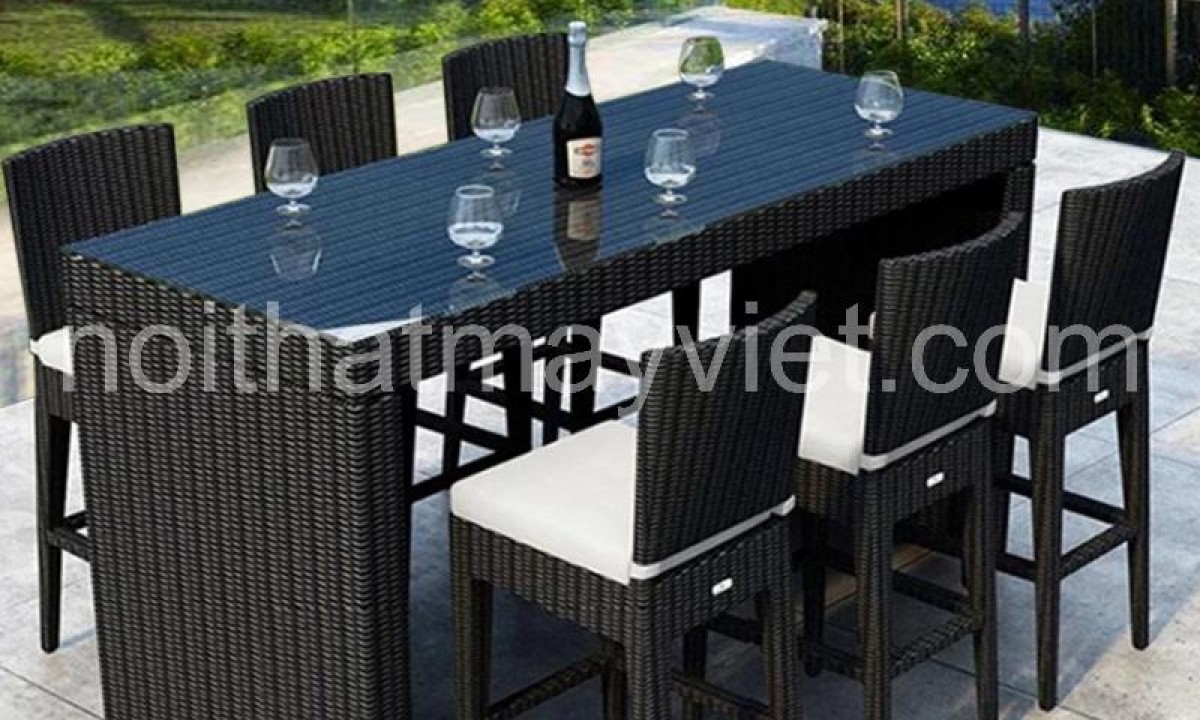 Bàn Ghế Mây Tre Ghế Bar GB011